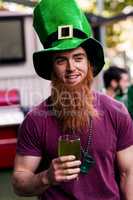 Portrait of man celebrating St Patricks day