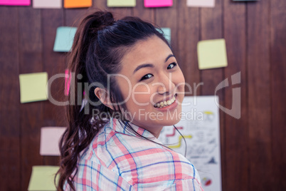 Brunette smiling at the camera