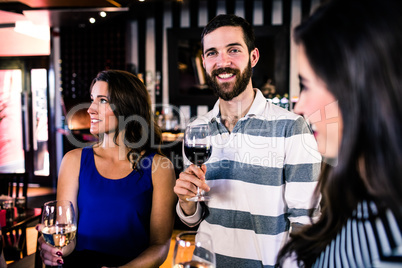 Friends having a glass of wine