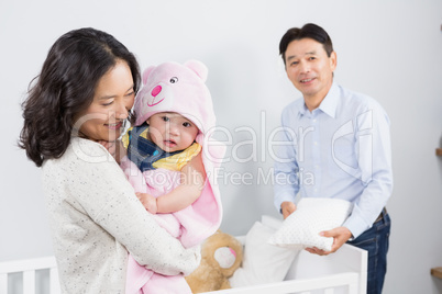 Happy family with baby