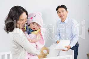 Happy family with baby