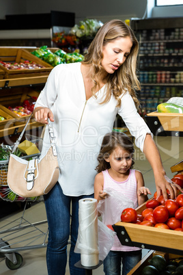 Mother and daughter doing shopping