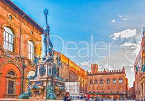 Neptune fountain in the Piazza Maggiore in Bologna, Italy