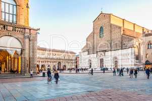 San Petronio church in the Piazza Maggiore in Bologna, Italy