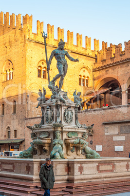 Neptune fountain in the Piazza Maggiore in Bologna, Italy