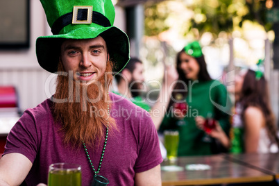 Portrait of man celebrating St Patricks day