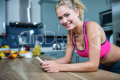 Fit girl sending text messages