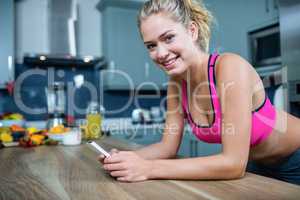 Fit girl sending text messages
