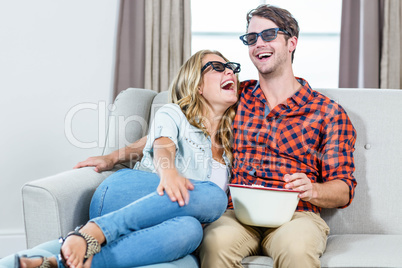 Couple watching a 3D movie