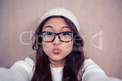Asian woman making faces