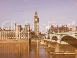 Westminster Bridge and Houses of Parliament in London vintage