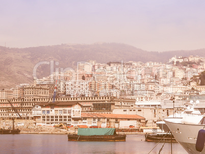 View of Genoa Italy from the sea vintage