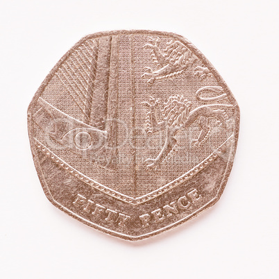 UK 50 pence coin vintage