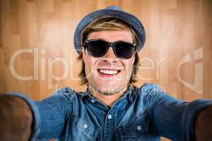 Crazy hipster wearing sunglasses