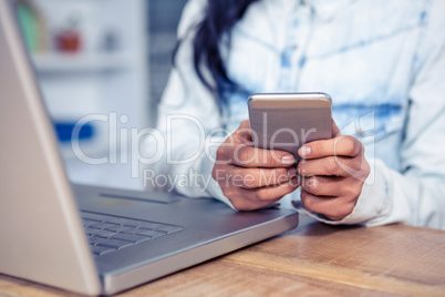 Close up of woman using smartphone