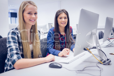 Students working on computer