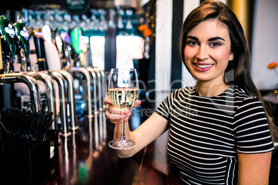 Portrait of woman having a glass of wine