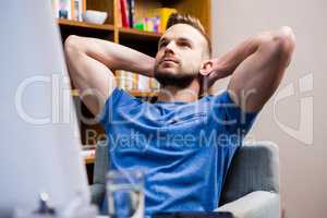 Thoughtful man at desk