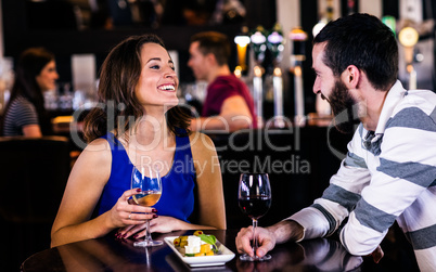 Couple having a glass of wine