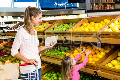 Mother and daughter doing shopping