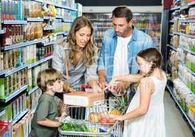 Happy family doing shopping