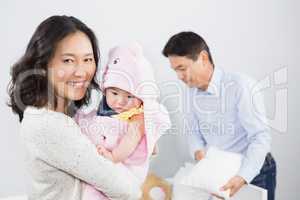 Happy family with baby