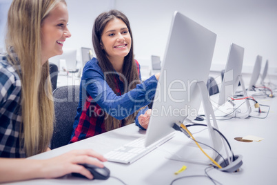 Students working on computer