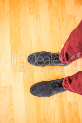 Above view of a man with black shoes