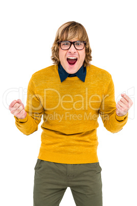 Portrait of hipster shouting