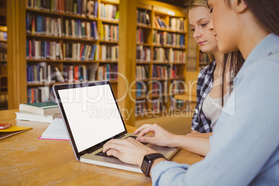 Serious students using laptop