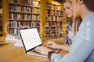 Serious students using laptop