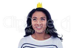 Smiling Asian woman with paper crown