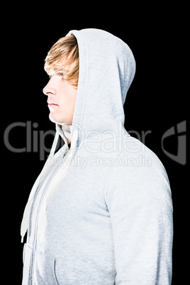 Side view of serious man looking away