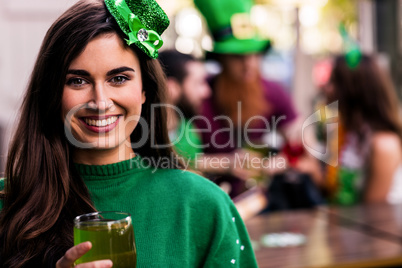 Portrait of woman celebrating St Patricks day