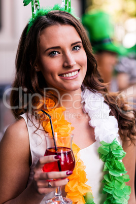 Portrait of woman celebrating St Patricks day