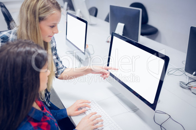 Students working on computer