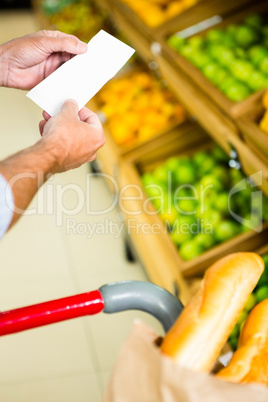 Man with a grocery list