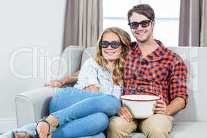 Couple watching a 3D movie