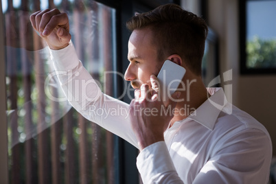 Handsome man on a phone call