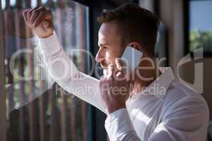 Handsome man on a phone call