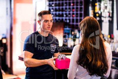 Man giving a present to his girlfriend