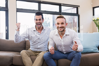 Handsome man celebrating victory