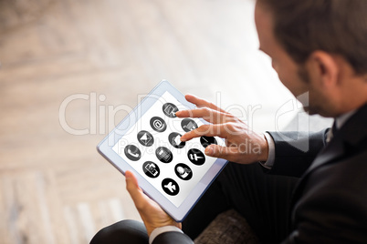 Composite image of telephone with apps icon
