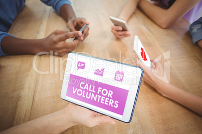 Composite image of green call for volunteers