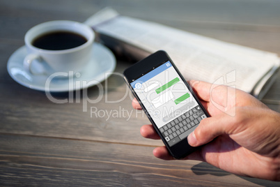 Composite image of smartphone text messaging