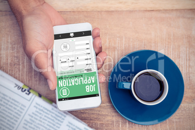 Composite image of job application on smartphone