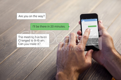 Composite image of smartphone text messaging