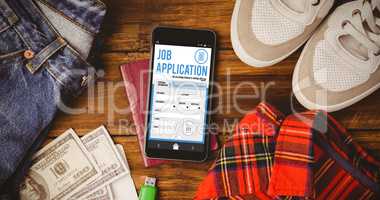 Composite image of telephone job application app