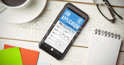 Composite image of job application on smartphone