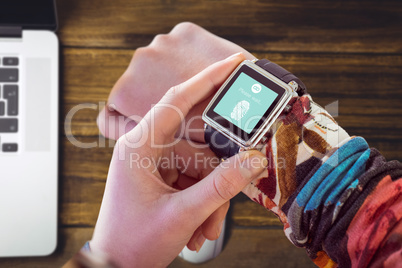Composite image of hand using smart watch